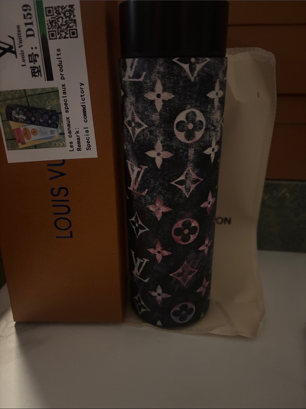 Monogram Graffiti Tumbler — Black with Pink & White Accents - Picture 3 of 6
